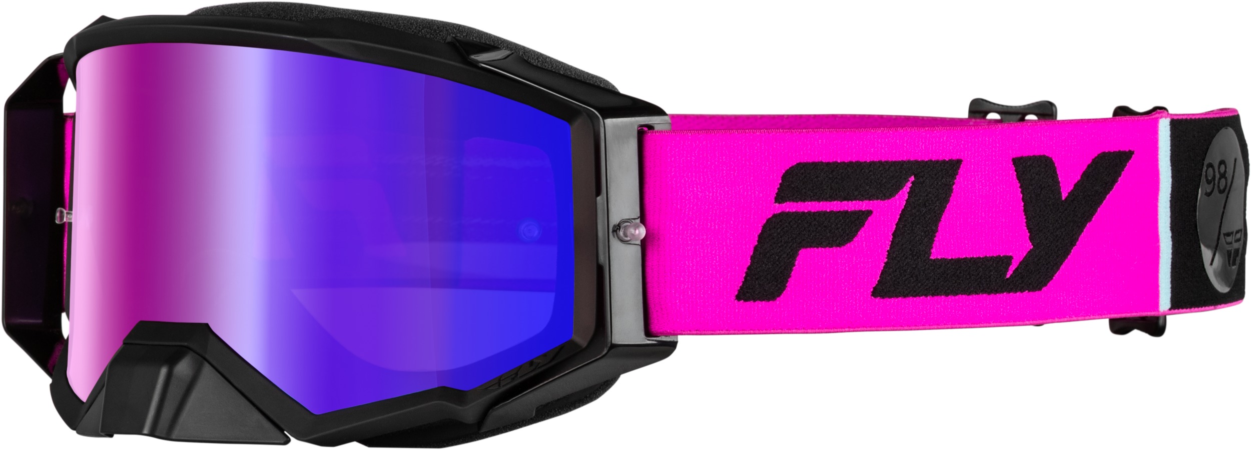FLY RACING Zone Pro Goggles Pink/Black Red Mirror Lens - Premium goggles with iridescent red mirror lens - Click Image to Close