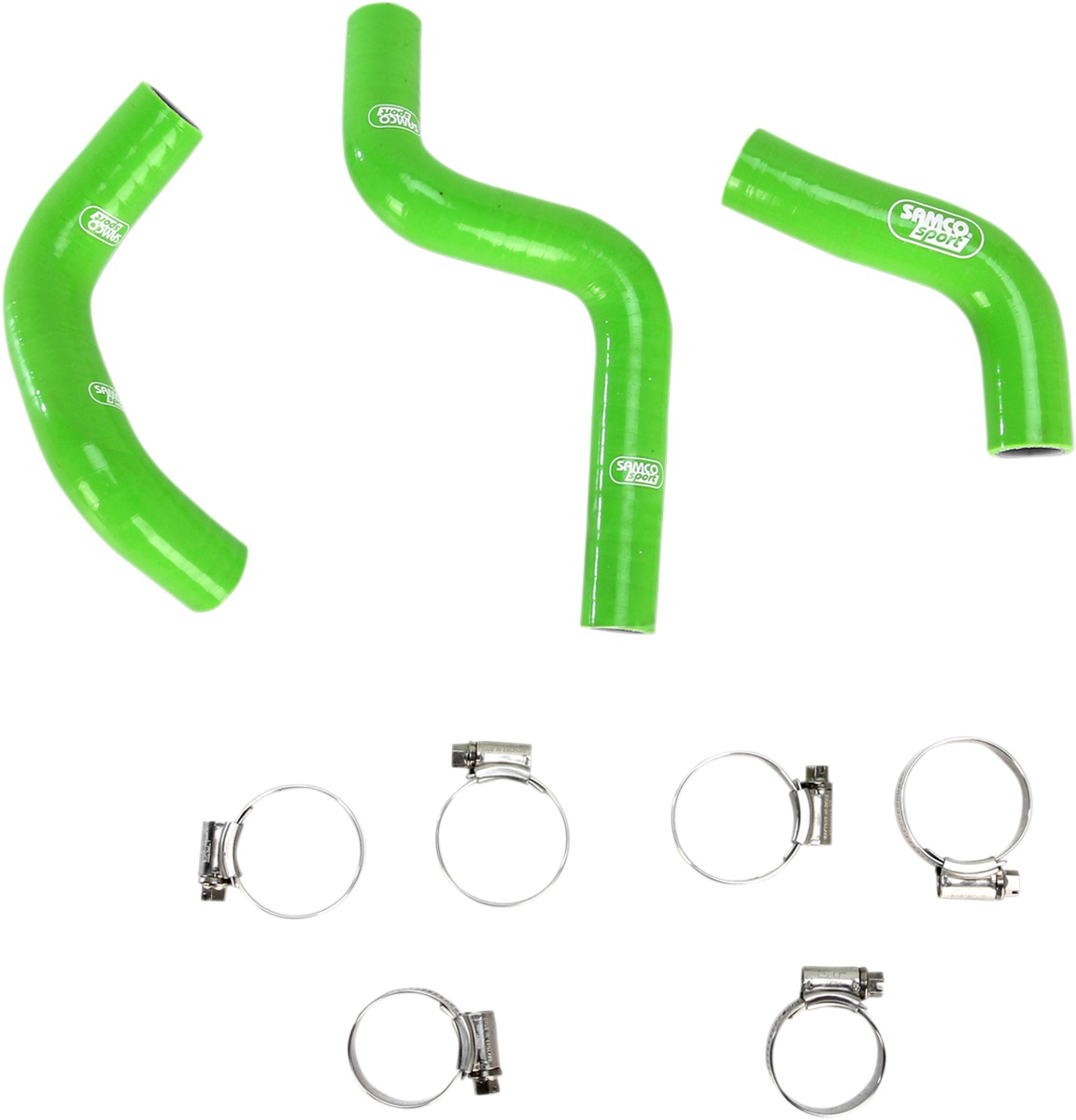 Green Race Radiator Hose Kit w/Clamps - For 14-21 Kawasaki KX100 KX85 - Click Image to Close