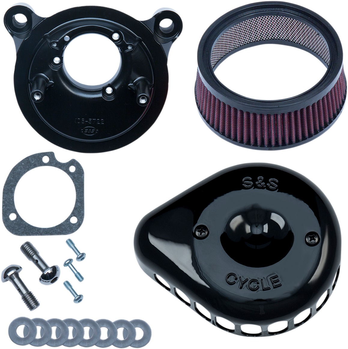 Black Stealth Mini Teardrop Air Cleaner by S&S Fits Harley-Davidson - Click Image to Close