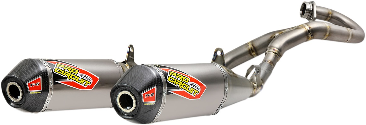 TI-6 Titanium Dual Full Exhaust Carbon Tip - For 19-20 Honda CRF450R - Click Image to Close