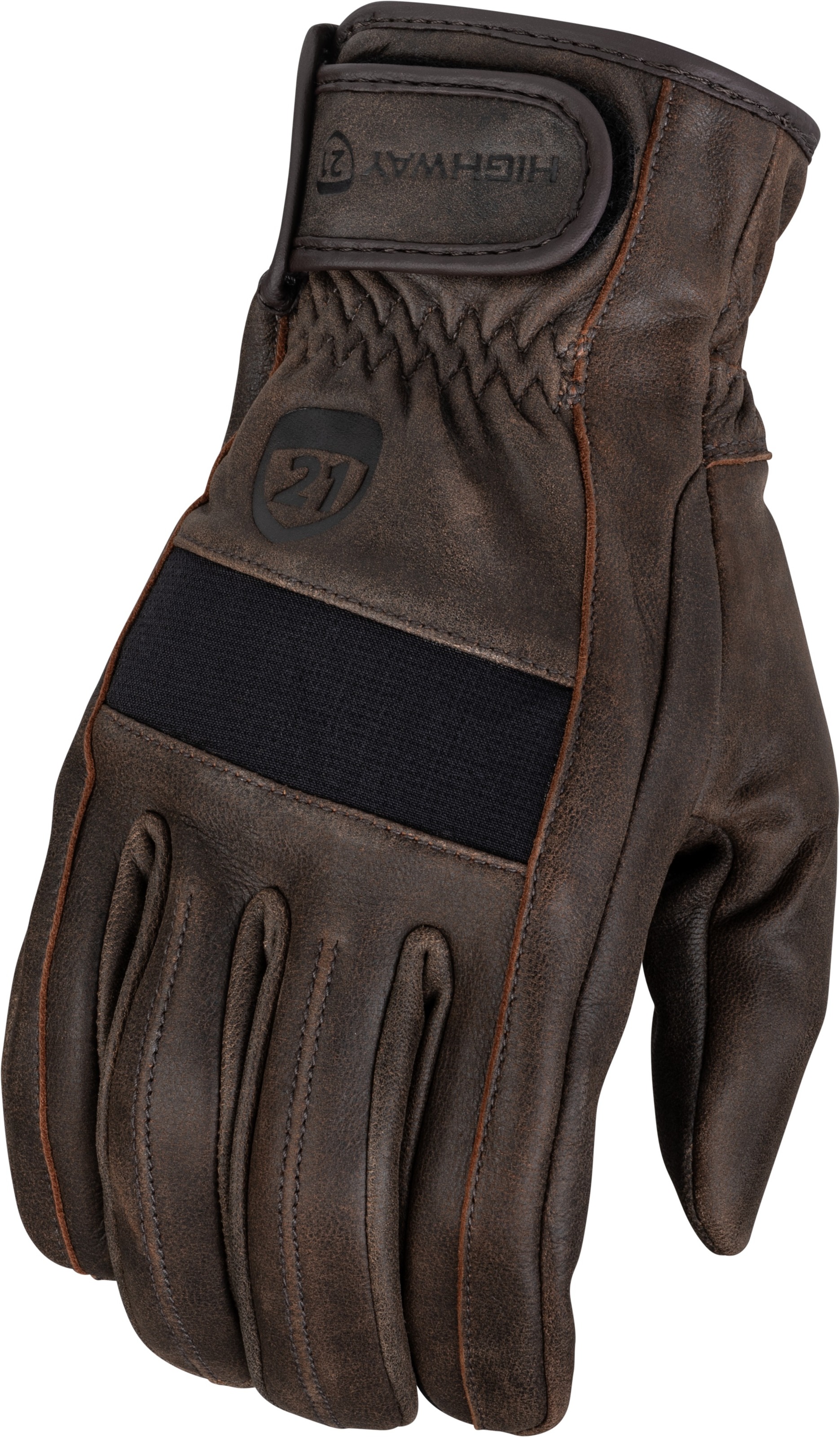 Highway 21 Jab Gloves Brown Small - Full Leather Men's Riding Gloves - Brown small leather gloves for men - Click Image to Close