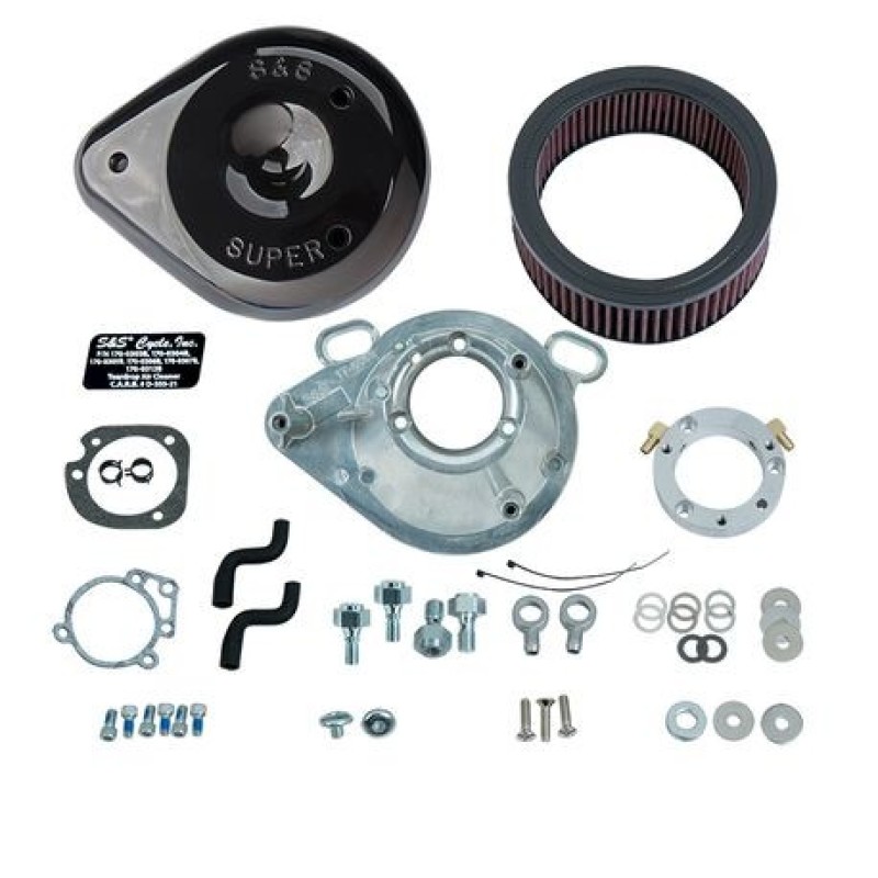 Teardrop Air Cleaner Kit - Gloss Black Fits 01-17 Stock EFI BT Models - Click Image to Close