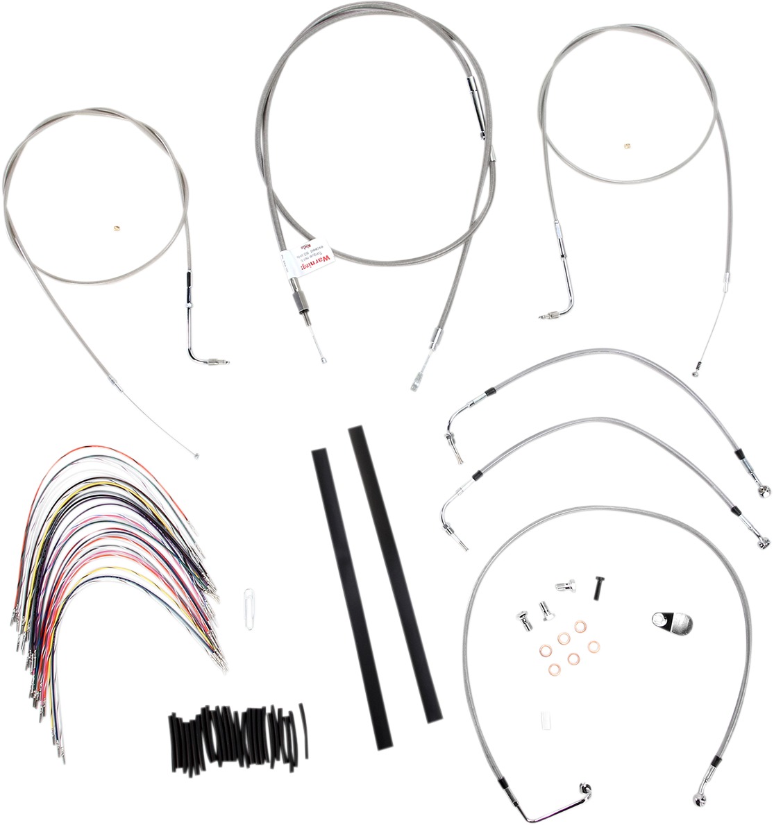 Extended Braided S.S. Control Cable Kit for Baggers - 18" tall bars - Extended Control Cable Kit - Click Image to Close