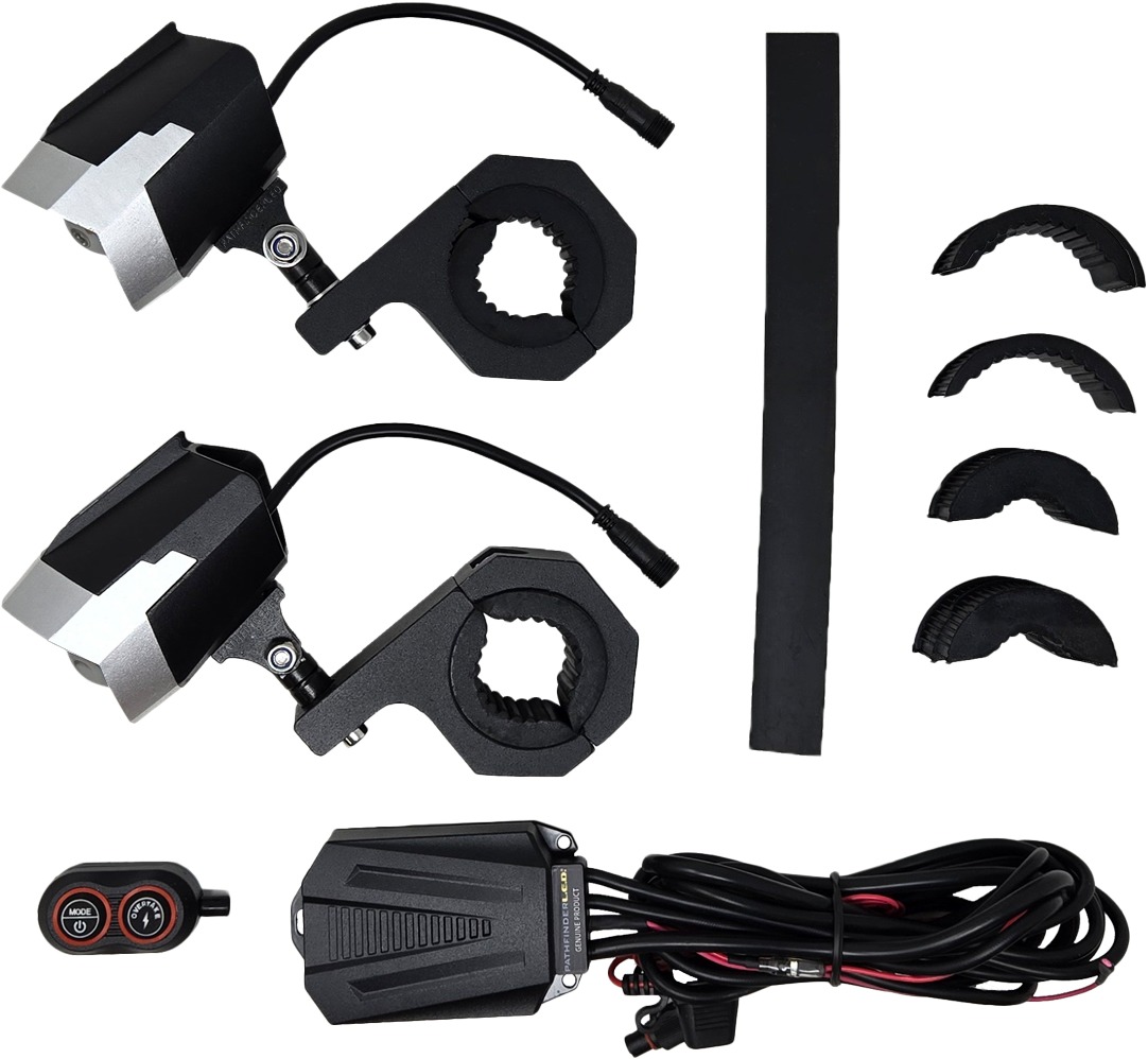 Pathfinder Dual Switchback LED Lights Silver/Black Wireless Remote - Dual switchback LED accent lights, fits 1.1-2in bars - Click Image to Close