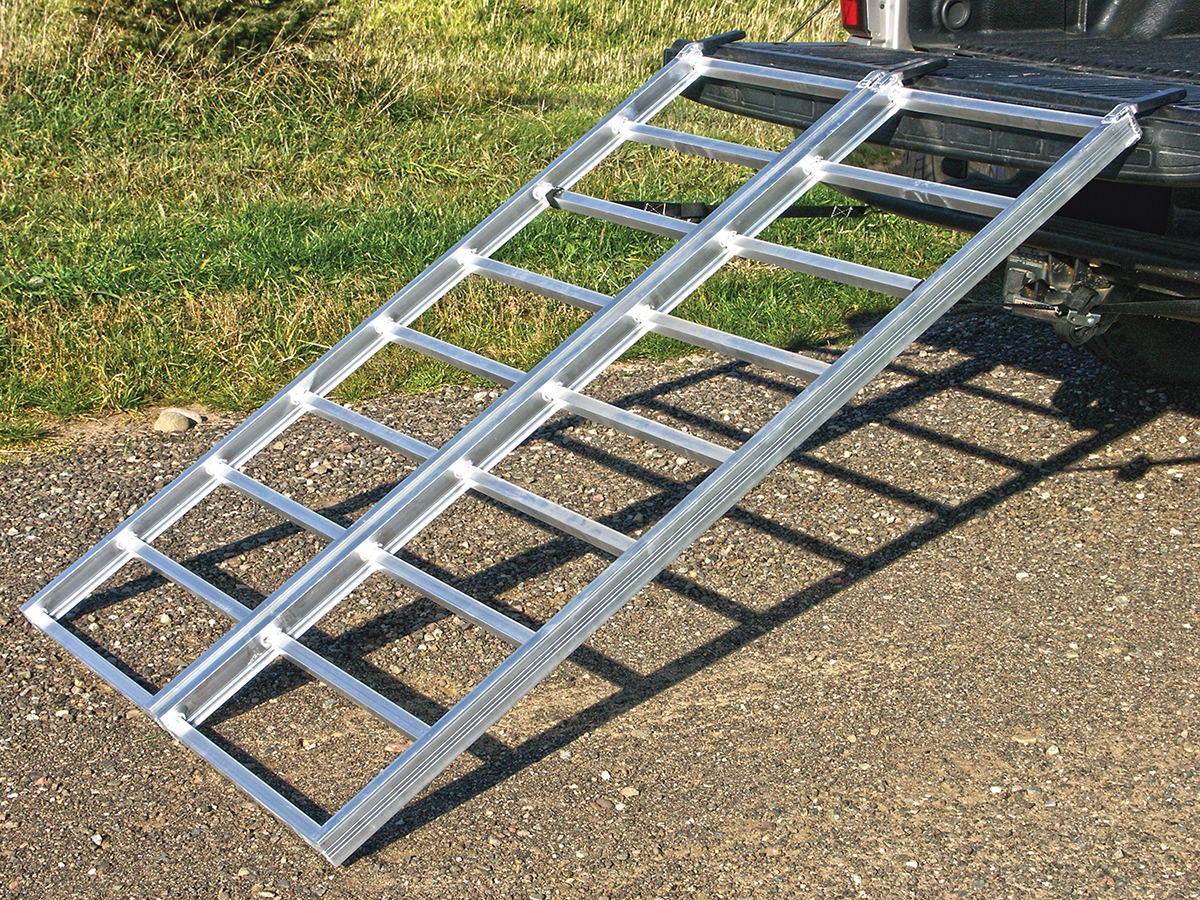 Bi Fold Loading Ramp - 48x69 - 69" Long, 48" Wide, Folds to 25" - 1250 Lbs capacity, weighs only 20 lbs. - Click Image to Close