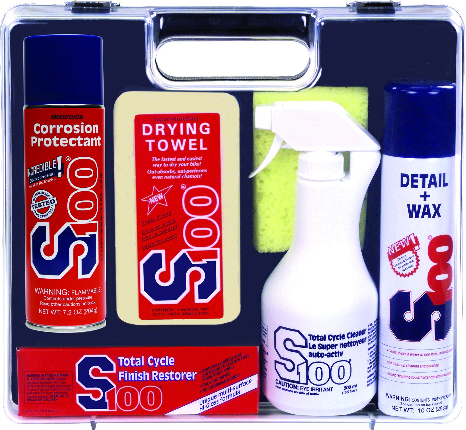 Cycle Care Set - Cleaner, Detail & Wax, Finish Restorer, Sponge, & Towel - Click Image to Close