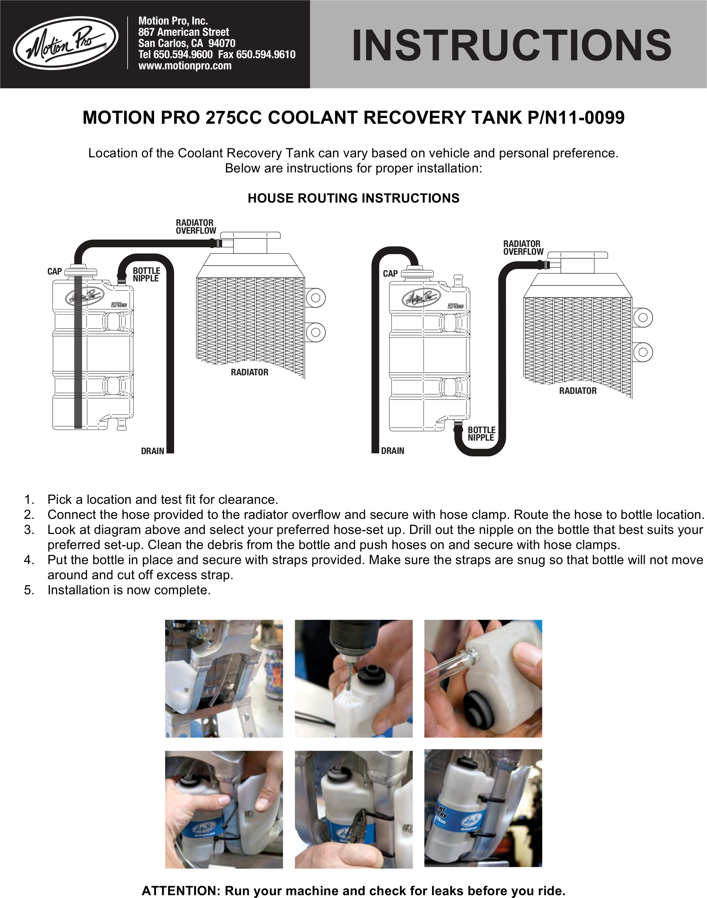 Universal 275cc Coolant Recovery Tank - Click Image to Close