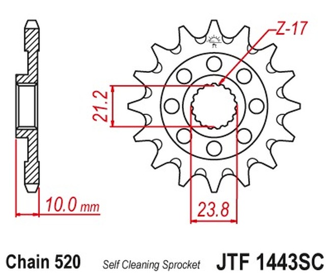 Steel Front Sprocket - Self Cleaning 14 Teeth - New JT! - Click Image to Close