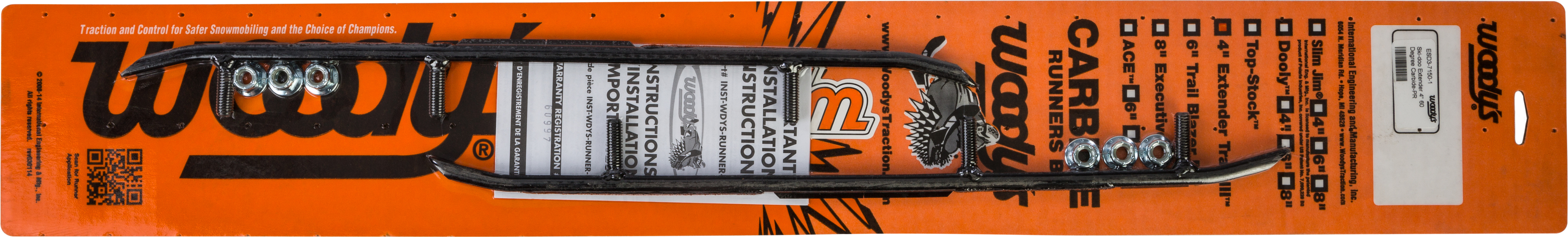 Woody's Extender III 4in Carbide Runners Pair For Ski-Doo - 4in carbide runners pair For Ski-Doo models - Click Image to Close