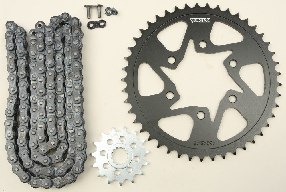 V3 Chain & Sprocket Kit Black SX Chain 520 15/45 Black Steel - For 07-19 Kawasaki ZX6R - Click Image to Close