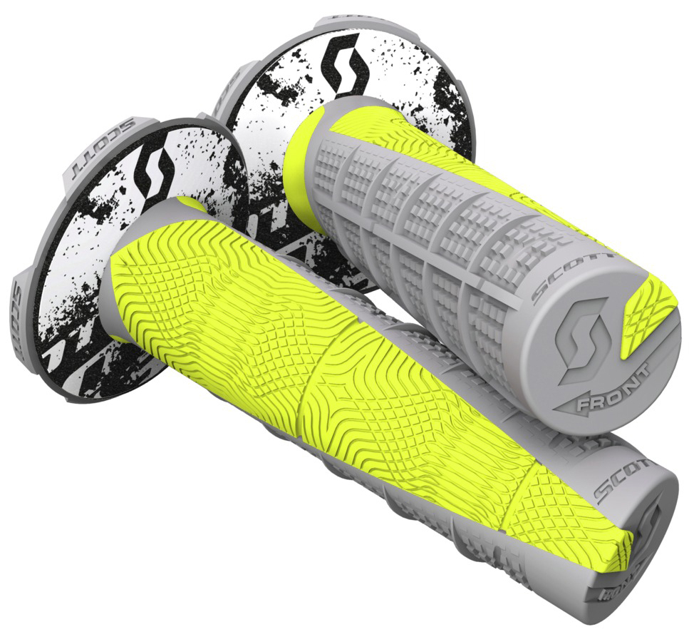 Duece 2 Motorcycle Grips Grey/Neon Yellow 7/8" - Click Image to Close