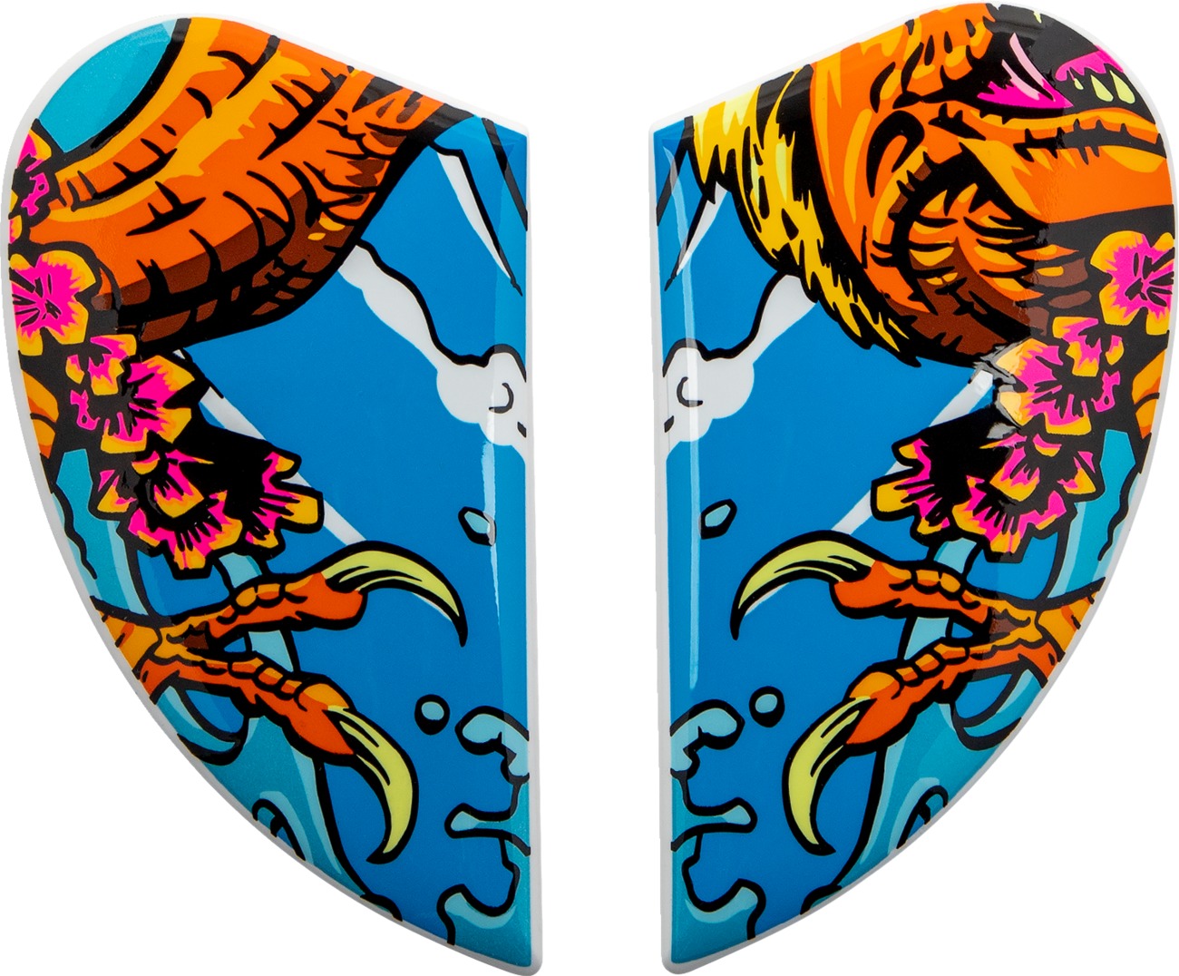Icon Airform Helmet Side Plates Blue Orange Dino Fury One Size - Side plates for Icon Airform helmet Dino Fury - Click Image to Close