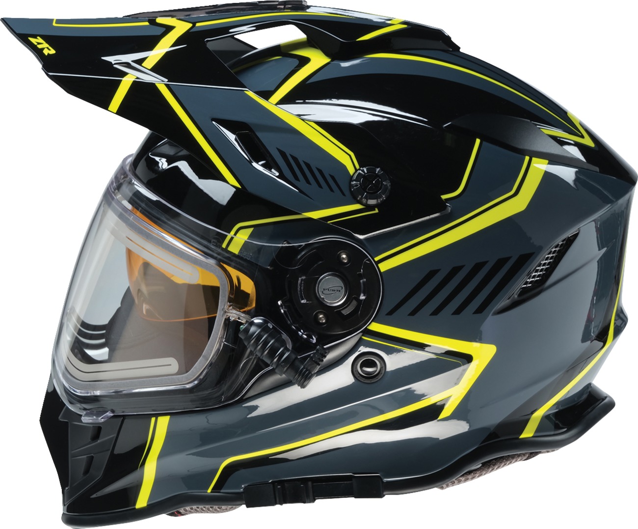 Z1R Range Rotor Snow Electric Helmet - Hi-Vis/Black, L - Dual sport snow helmet with electric shield - Click Image to Close