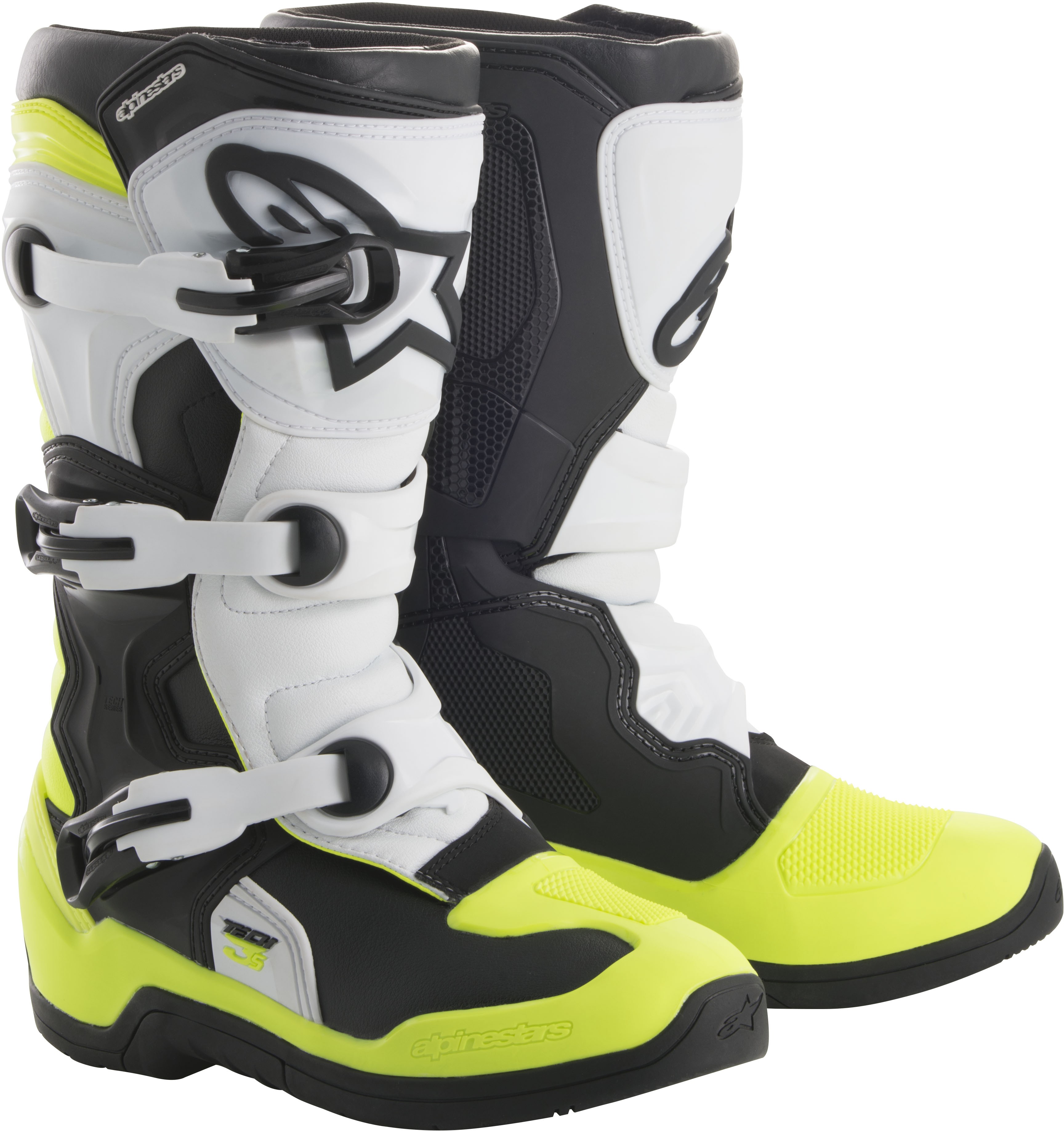 Tech 3S Boots Black/White/Yellow Size 8 - Click Image to Close
