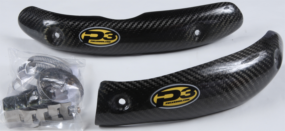 Carbon Fiber Exhaust Pipe Guard / Heat Shield (2-Piece) - For Yamaha WRF YZF EFI - Click Image to Close