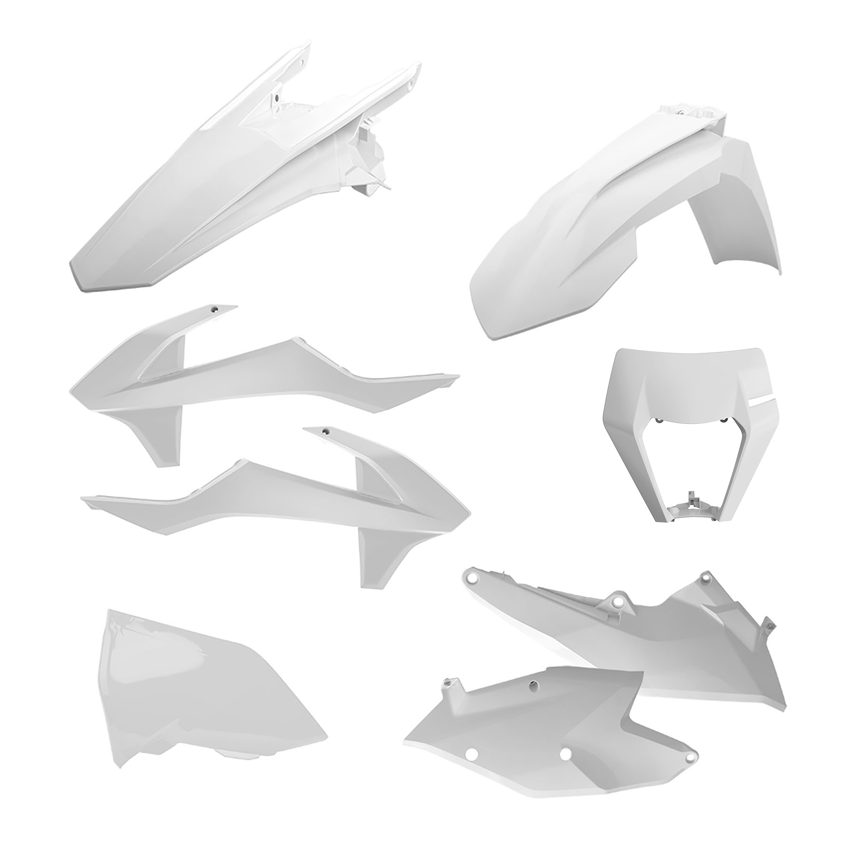 Enduro Plastic Kit White - for 17-19 KTM 150-500 EXC/EXC-F/XC-W - Click Image to Close