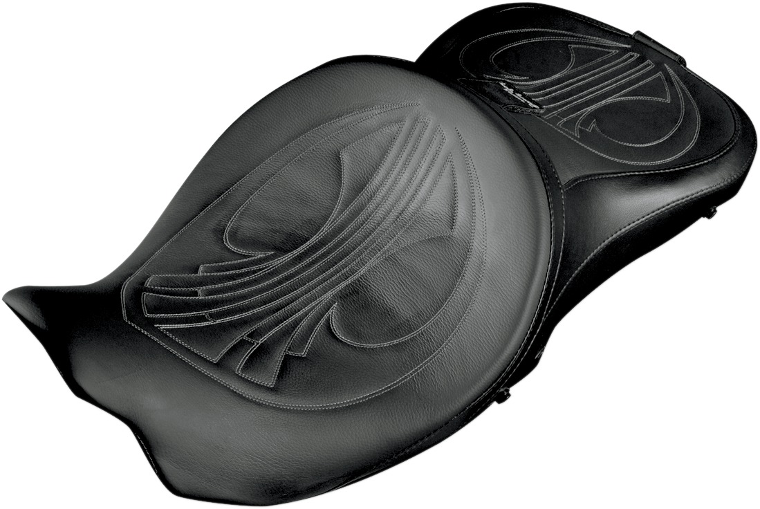Airhawk Longhaul Drag Gray Stitch Wide 2-Up Seat - For Harley FLH FLT - Click Image to Close