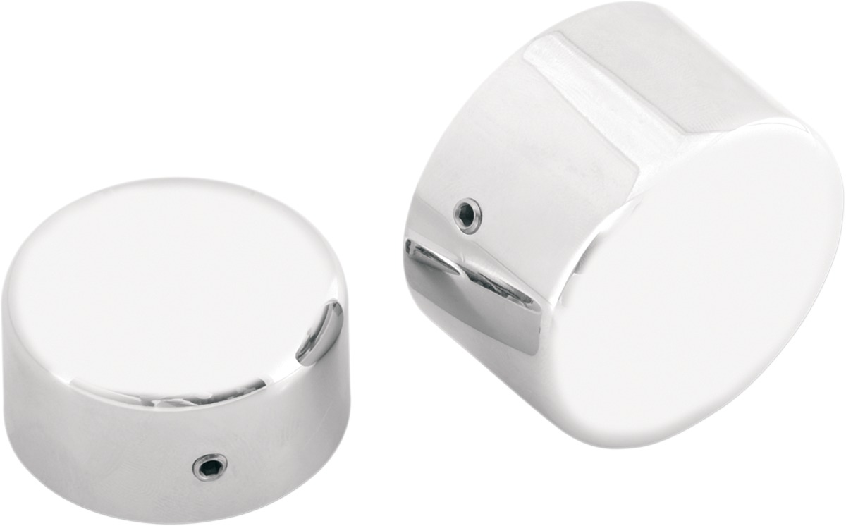 Drag Specialties Rear Axle Caps Chrome Pair For Harley-Davidson - Chrome rear axle caps for select Harley-Davidson models - Click Image to Close
