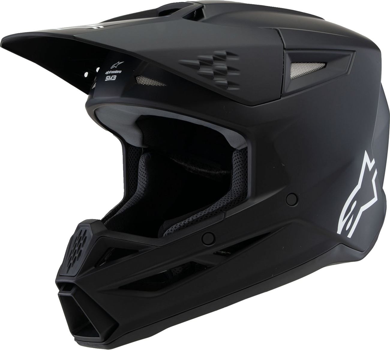 Alpinestars SM3 Youth Solid Helmet Black Matte YS - Youth Small matte black MX helmet by Alpinestars - Click Image to Close
