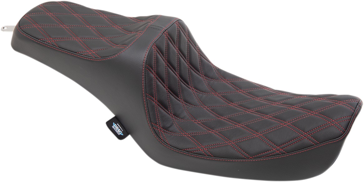 Predator Double Diamond 2-Up Seat Black/Red - For 96-03 Harley Dyna - Click Image to Close