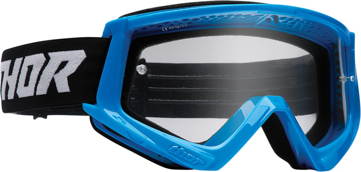 Thor Combat Racer Goggle Blue Adult Unisex Clear Lens - Anti-fog, scratch resistant blue goggle for adults - Click Image to Close