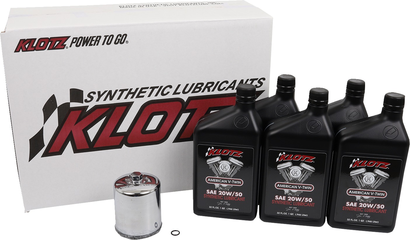 Klotz Oil Change Kit for Harley Twin Cam & Milwaukee-Eight - Complete oil change kit for Harley Twin Cam & M8 - Click Image to Close