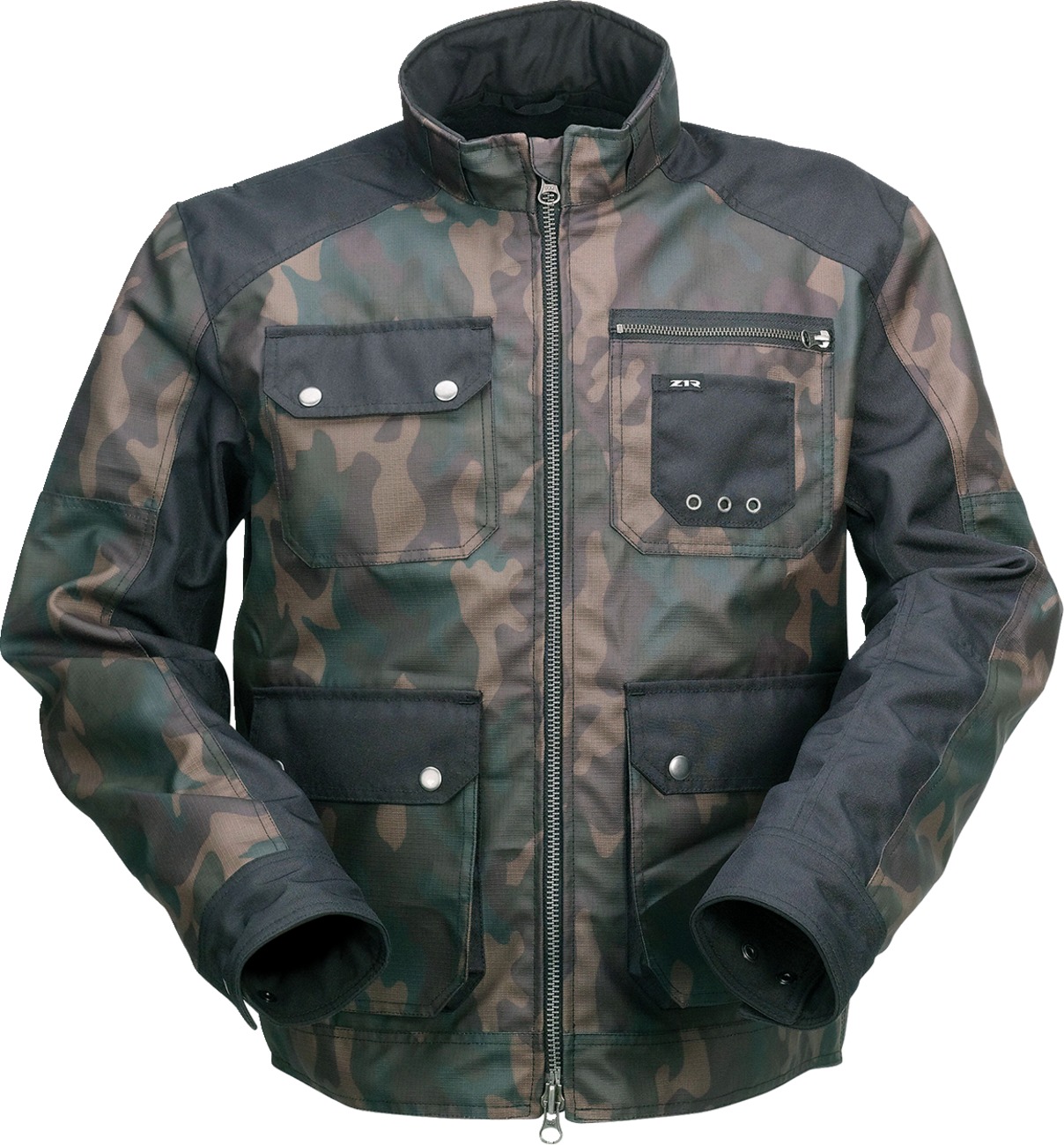 Z1R Camo Jacket Men's 4XL Brown/Green - All-weather textile jacket, size 4XL, camo pattern - Click Image to Close