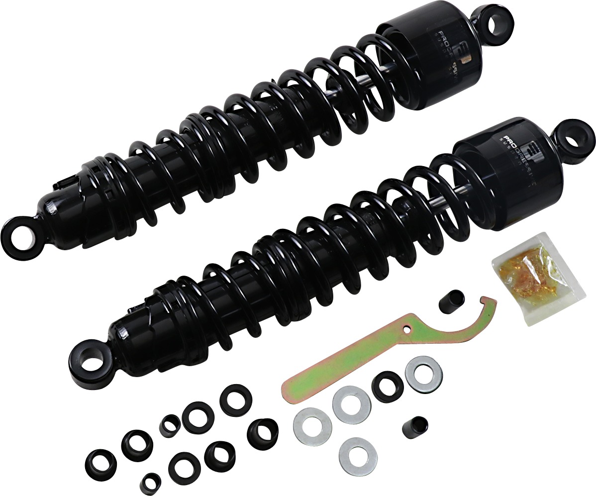 Progressive 413 Series Rear Shocks Black 15in For Harley Sportster - 15" rear shocks in black For Harley Sportster XL models - Click Image to Close