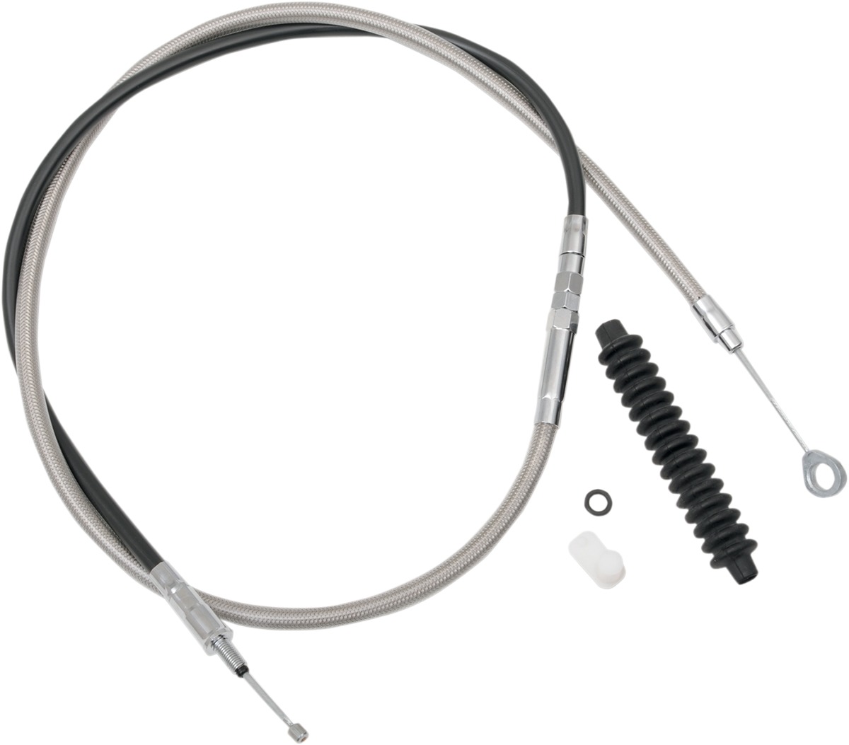 Drag Specialties Braided Stainless Clutch Cable +6in Chrome For Harley-Davidson - Click Image to Close