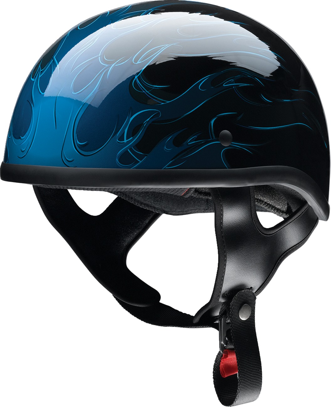 Z1R CC Beanie Hellfire Helmet 3XL Gloss Black/Blue - Half face helmet with DOT approval - Click Image to Close