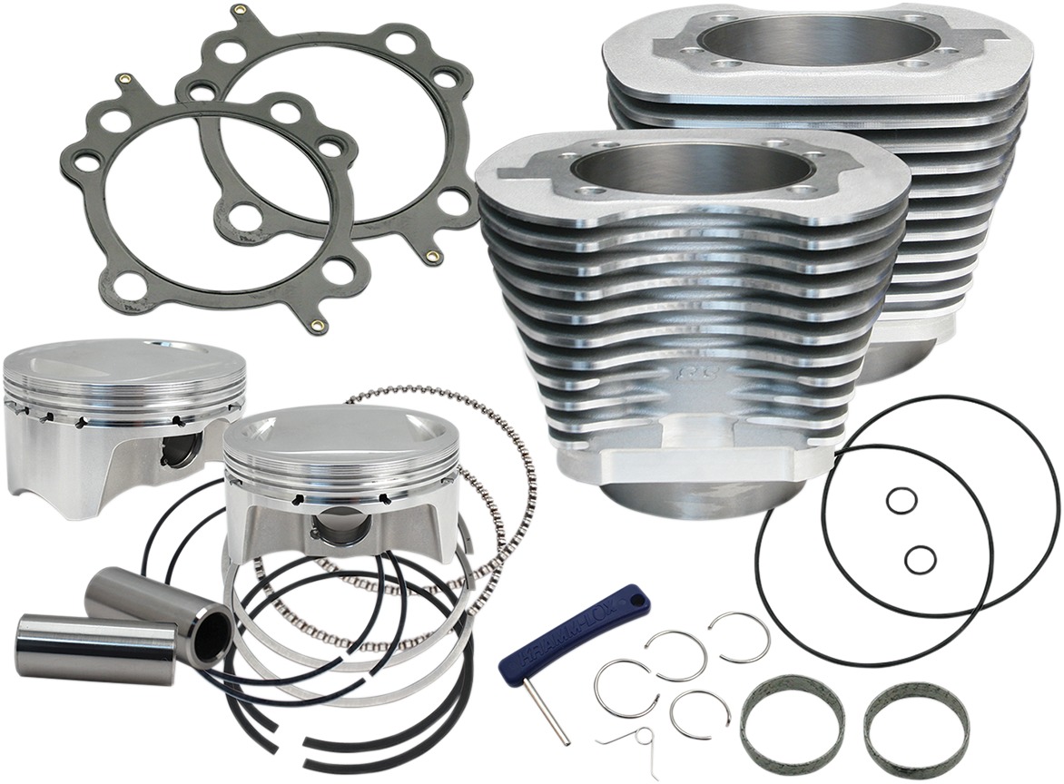 S&S 4" Sidewinder Big Bore Kit Silver Fits 100" & 110" Models - Click Image to Close
