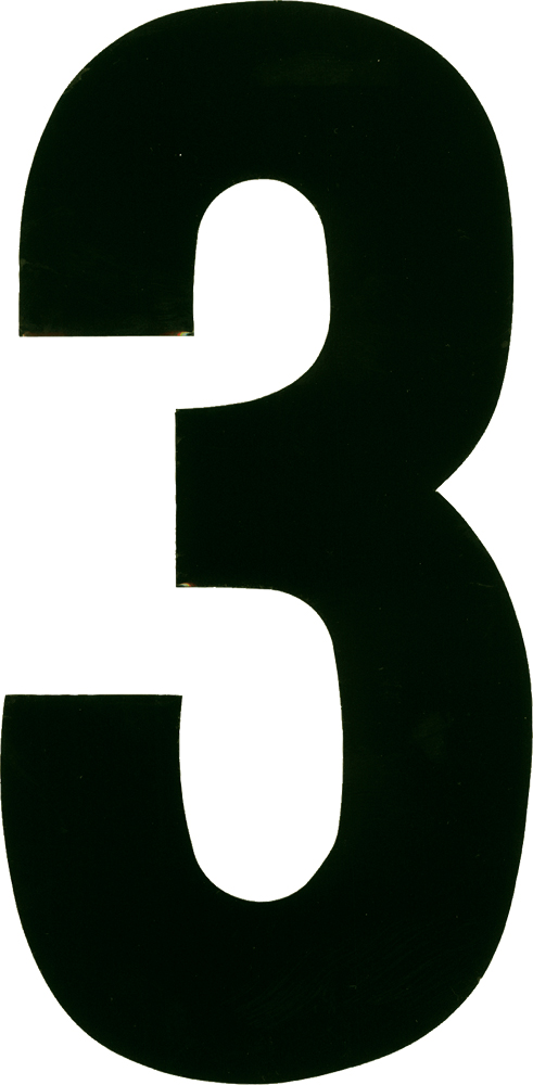 #3 6" Tall Black "Extreme" Stick-On Race Numbers - 3 Pack - Click Image to Close