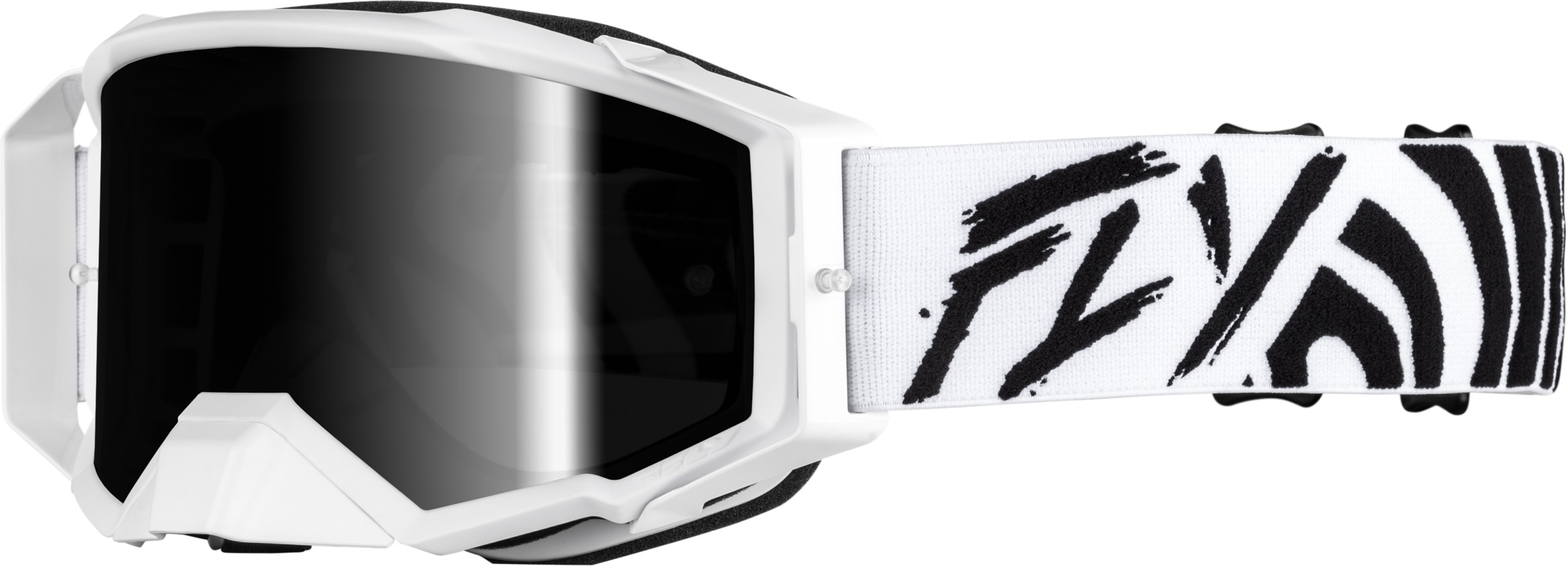 Fly Racing Zone Elite Goggles Black/White Black Mirror Lens - Premium goggles with black mirror lens - Click Image to Close