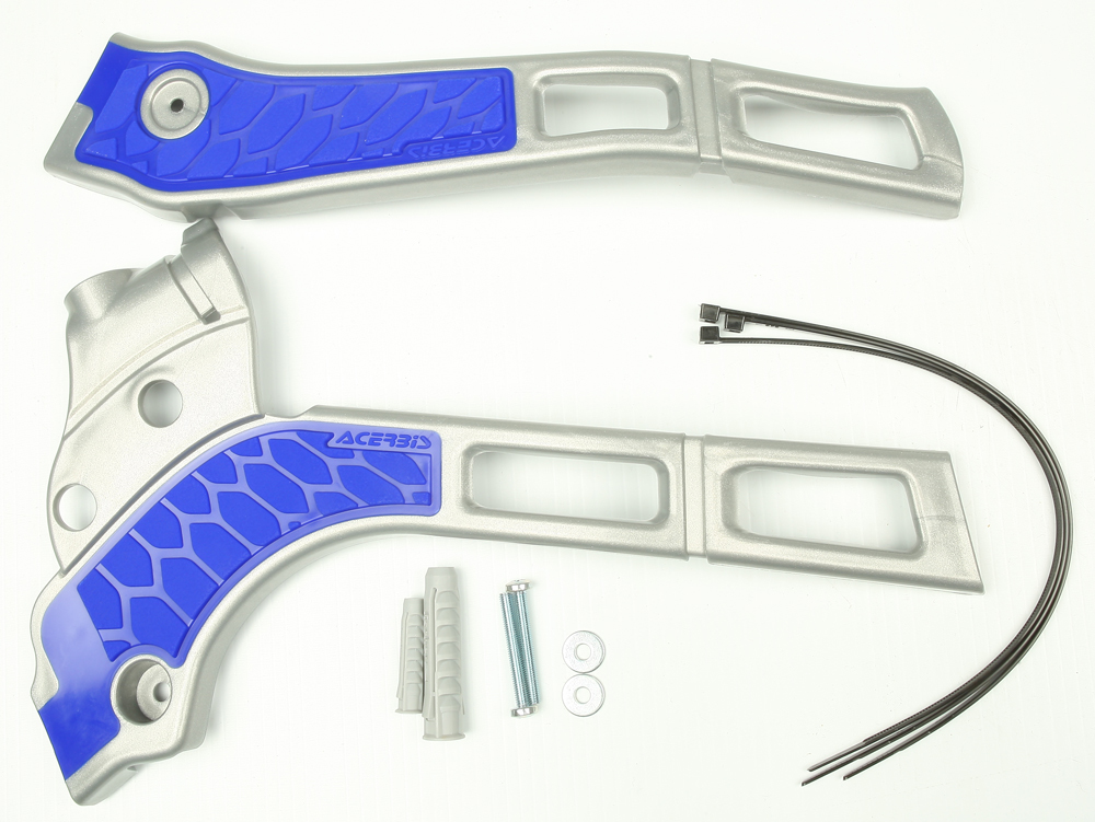 X-Grip Frame Guards Silver/Blue - For 14-16 Yamaha YZ250F 14-15 YZ450F - Click Image to Close
