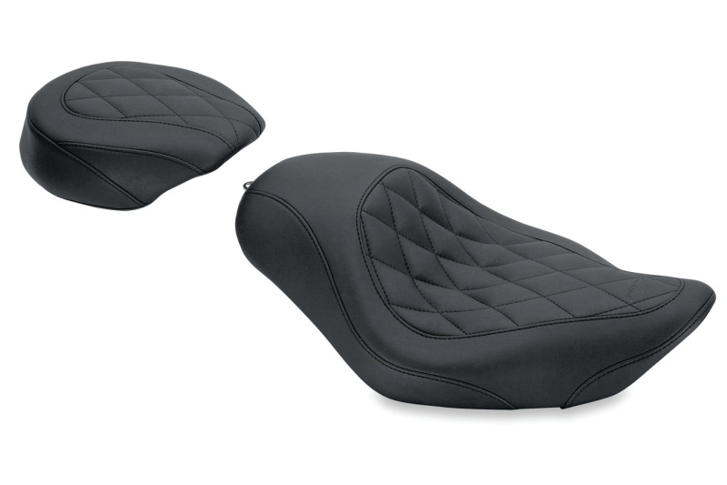 Mustang Wide Tripper Solo Seat Diamond Stitch Black Fits 04-21 Harley Sportster - Click Image to Close