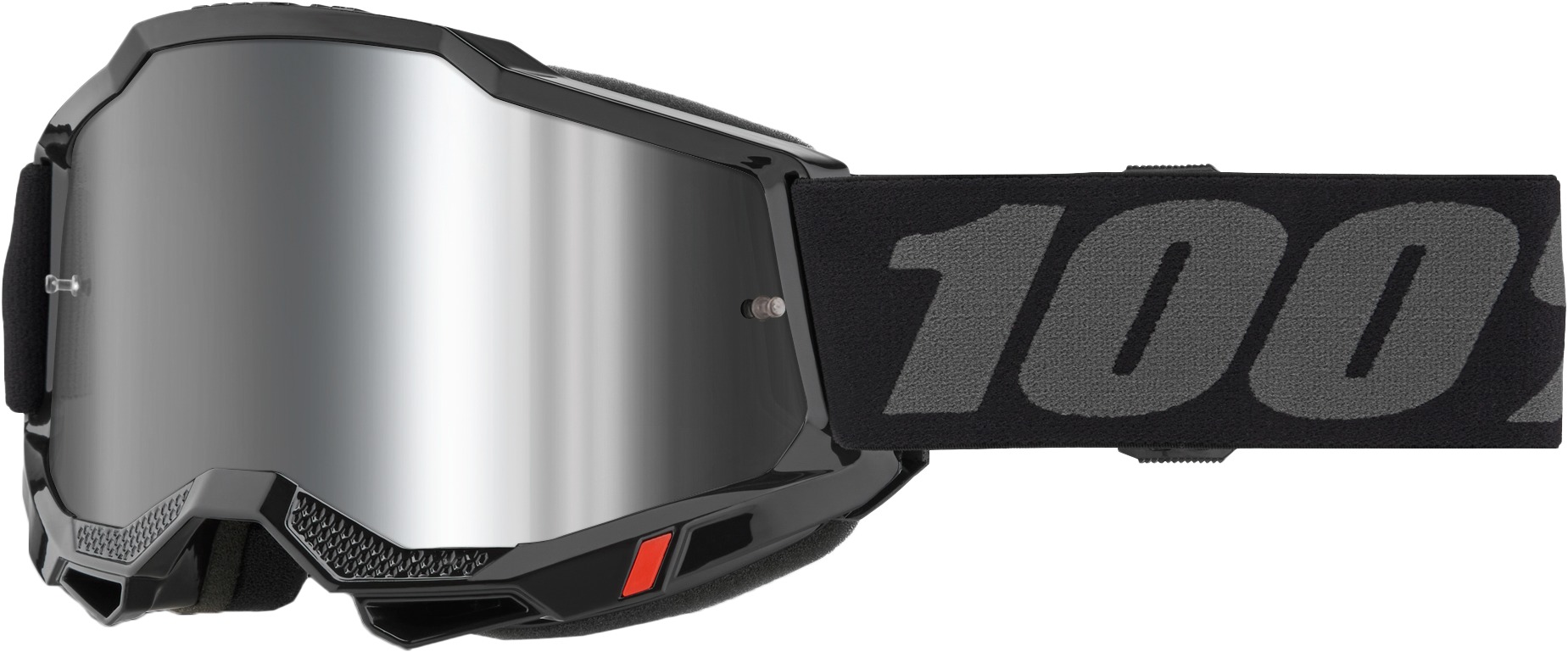 100 Percent Accuri 2 Goggles Black Mirror Silver Lens - Offroad goggles with mirror silver lens - Click Image to Close