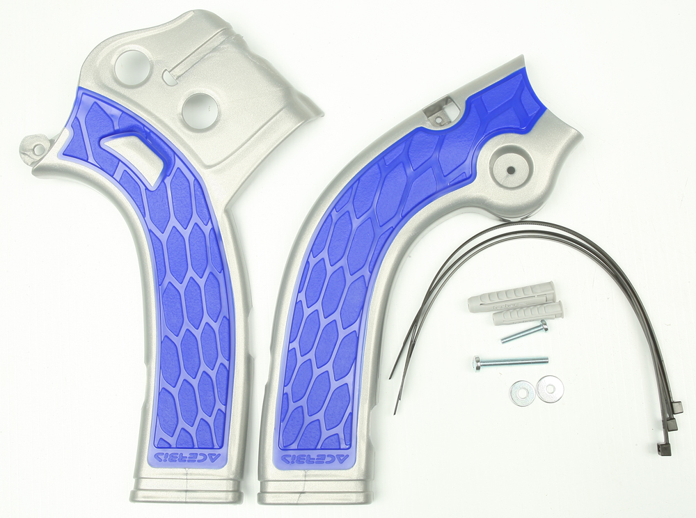 X-Grip Frame Guards Silver/Blue - For 05-20 YZ125 YZ250/X - Click Image to Close