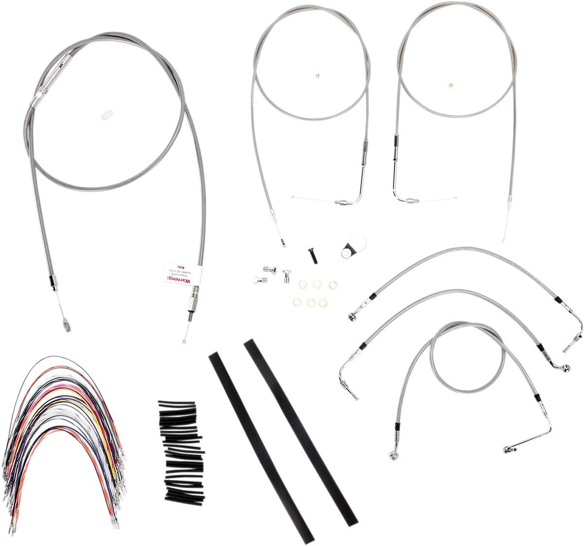 Extended Braided S.S. Control Cable Kit - 16" tall bars - For 2007 Road King & Road Glide - Click Image to Close