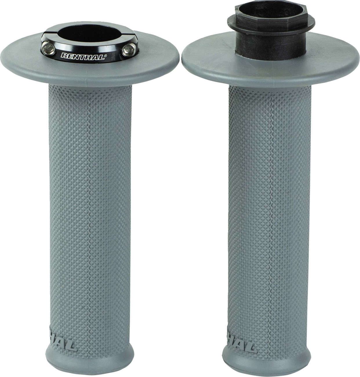 Renthal MX Original Lock-On Grips Medium Full Diamond Gray - Medium compound lock-on grips, full diamond, gray - Click Image to Close