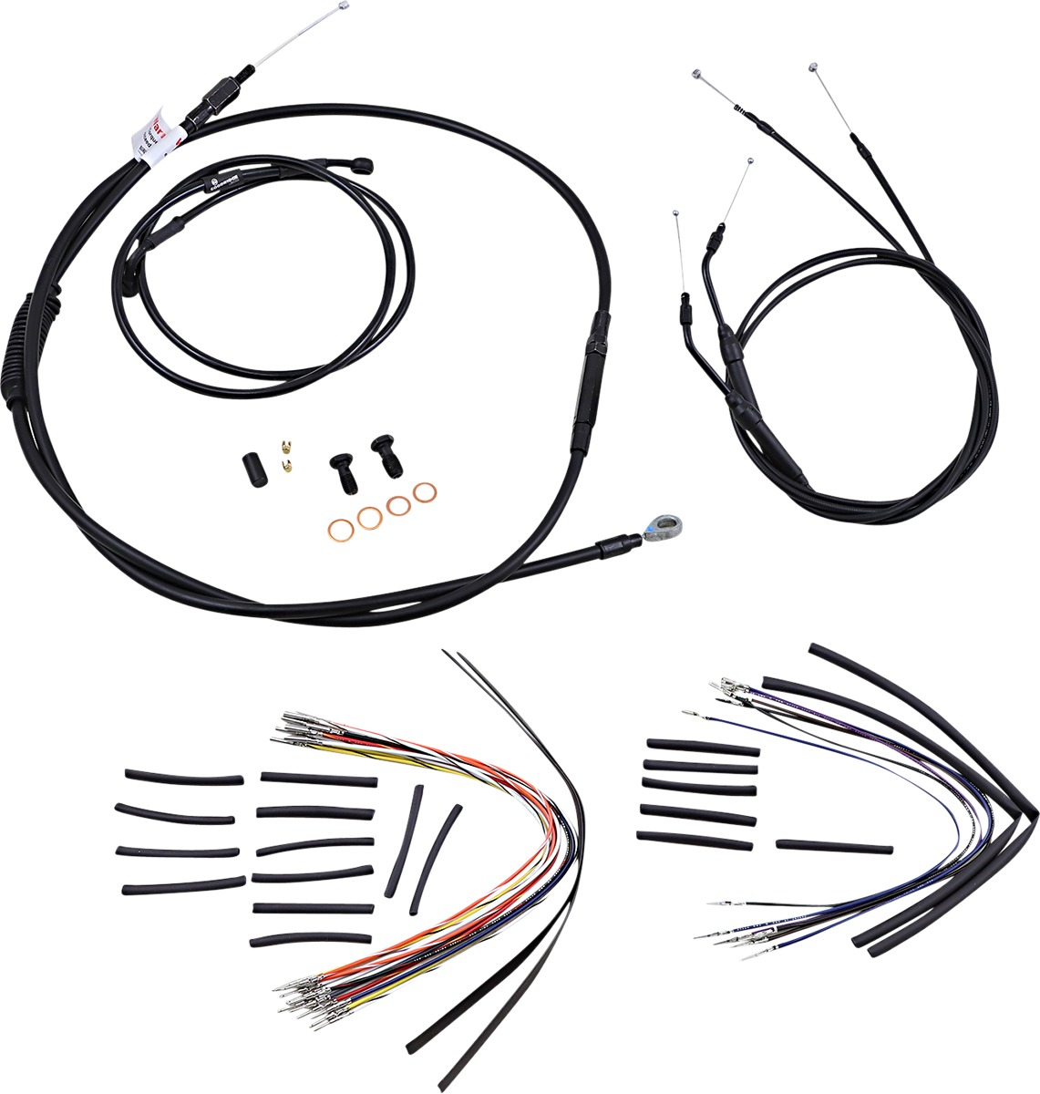 Extended Black Control Cable Kit 16" tall bars - 2006 HD Dyna Wide Glide - Click Image to Close
