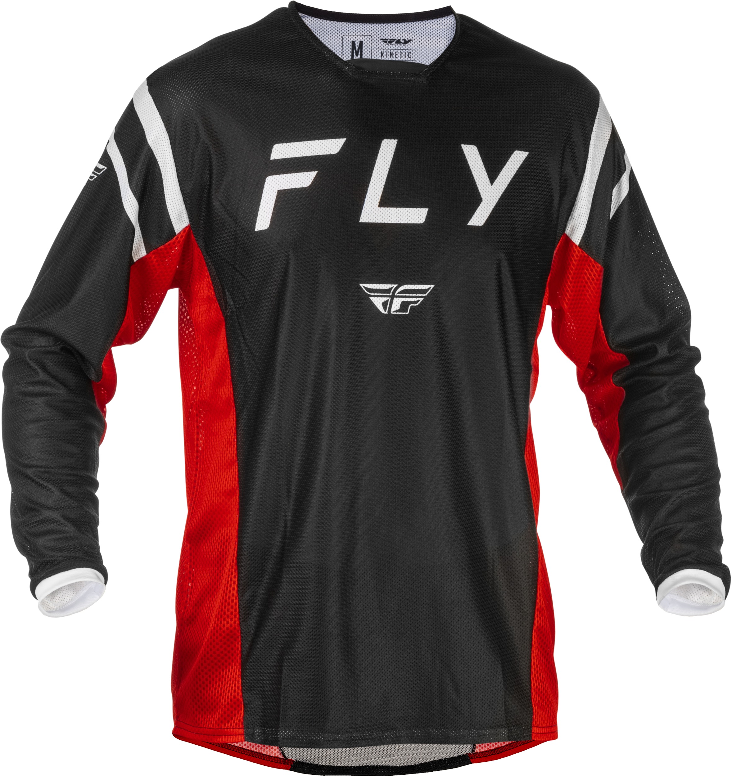 Fly Racing Kinetic Mesh Center Jersey Black/White/Red SM - Lightweight jersey with breathable mesh. - Click Image to Close