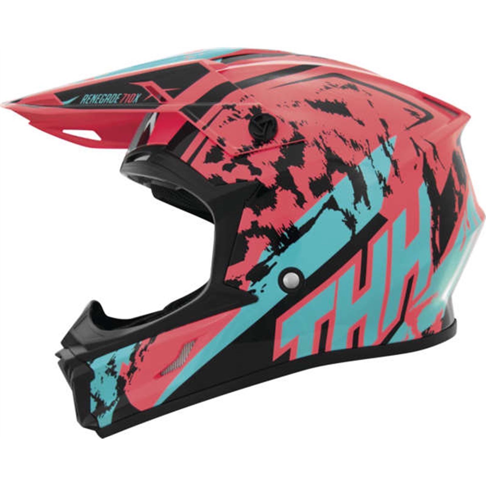 THH T710X Renegade Youth Helmet Coral/Blue Medium - Click Image to Close