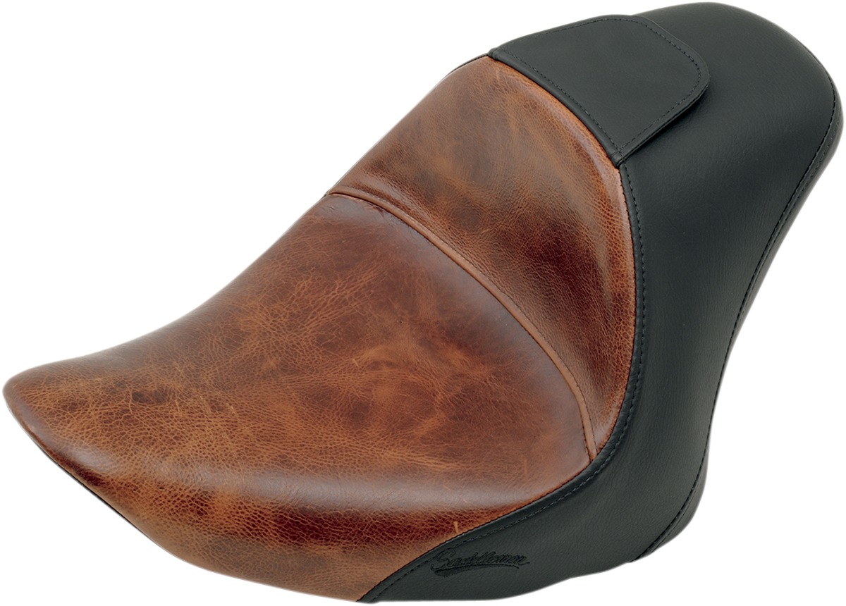 Renegade Lariat Leather Solo Seat Brown Gel - 06-17 Harley Softail - Click Image to Close