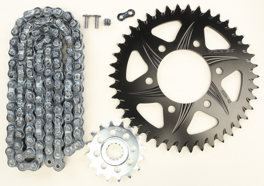 V3 Chain & Sprocket Kit Black RX Chain 520 16/42 Hardcoat Aluminum - For 06-07 Kawasaki ZX10R - Click Image to Close