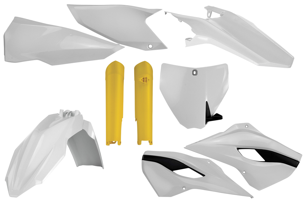 Full Plastic Kit - White/Yellow Original 2014 - Fits Many 2014 Husqvarna 125-450 - Click Image to Close