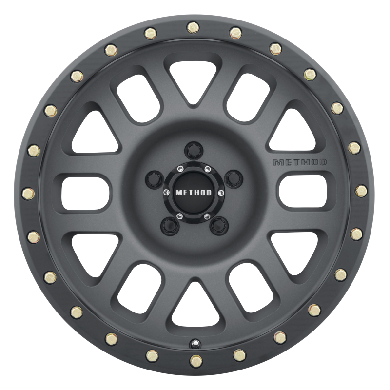 MR309 Grid 17x8.5 0mm Offset 5x5 94mm CB Titanium/Black Street Loc Wheel - Click Image to Close