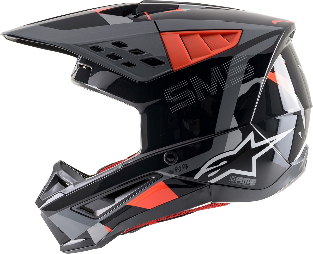 SM5 Rover Full Face Offroad Helmet Gloss Gray/Red Small - Click Image to Close
