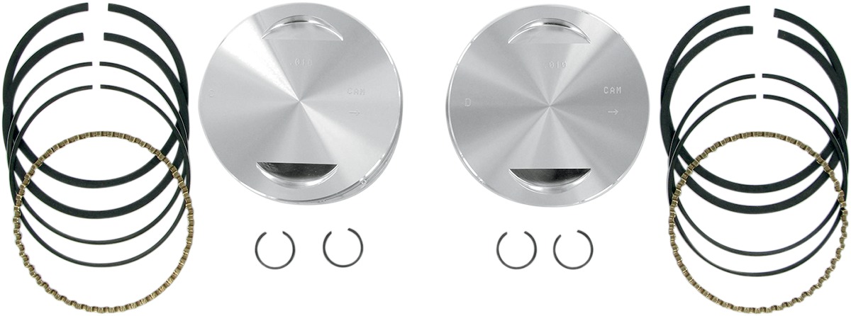 S&S Forged Piston Set 4'' +.010'' Fits S&S Engines - Click Image to Close
