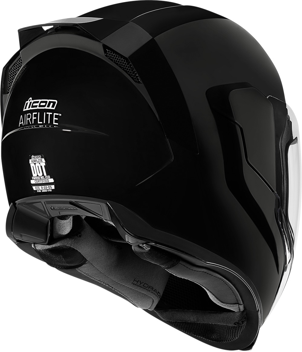 Airflite Full Face Helmet - Gloss Black Medium - Click Image to Close