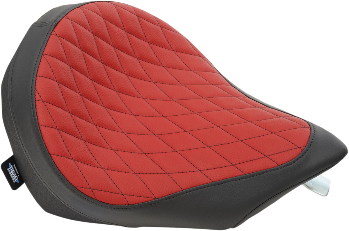 Low-Profile Diamond SR Leather Solo Seat Black/Red - Click Image to Close